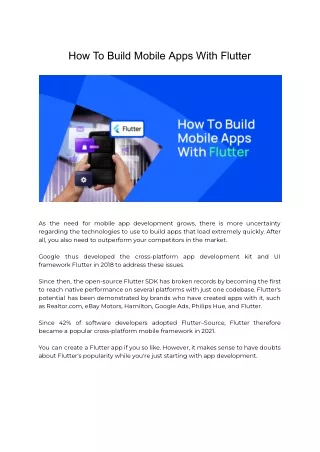 how to build mobile apps with flutter