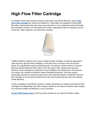 high flow filter cartridge