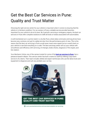 Get the Best Car Services in Pune