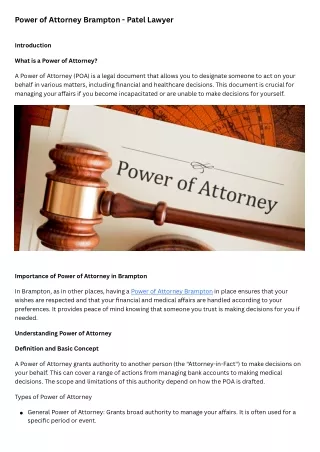 Power of Attorney Brampton - Patel Lawyer