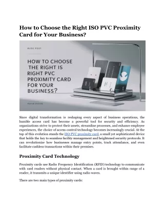 how to choose the right iso pvc proximity card