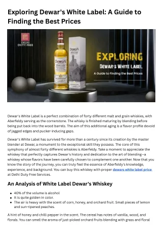 exploring dewar s white label a guide to finding