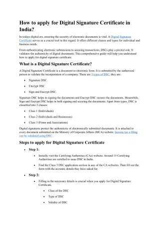How to apply for Digital Signature Certificate in India
