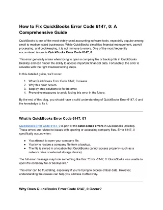 how to fix quickbooks error code 6147