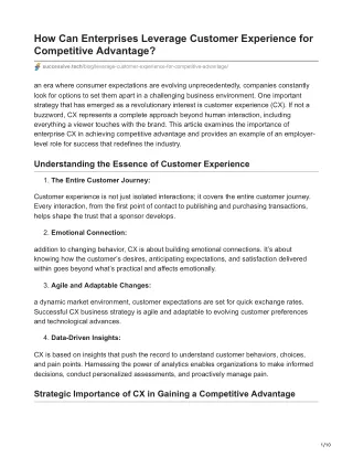 How Can Enterprises Leverage Customer Experience for Competitive Advantage