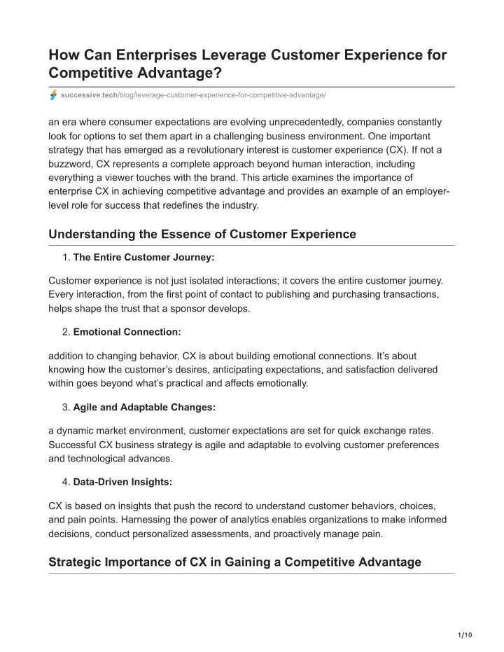 how can enterprises leverage customer experience