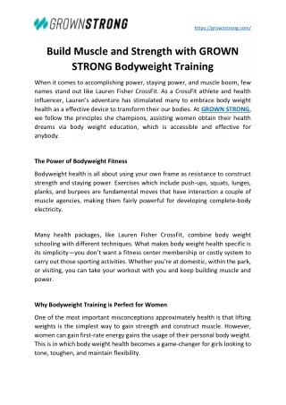 Build Muscle and Strength with GROWN STRONG Bodyweight Training