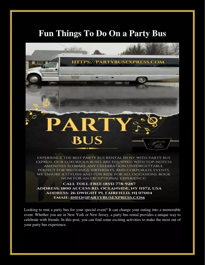 fun things to do on a party bus