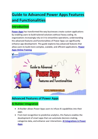 guide to advanced power apps features