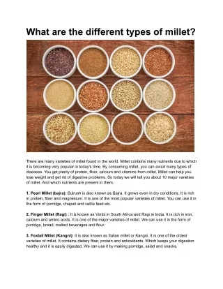 What are the different types of millet ?