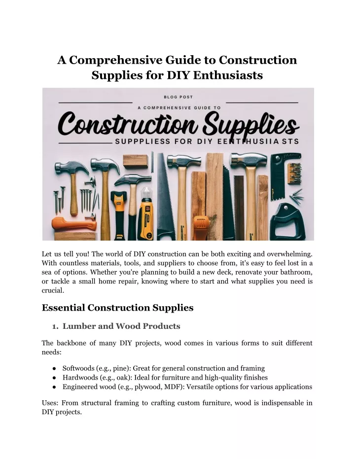 a comprehensive guide to construction supplies