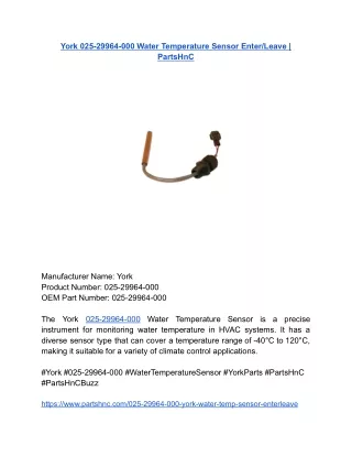 York 025-29964-000 Water Temperature Sensor Enter_Leave _ PartsHnC