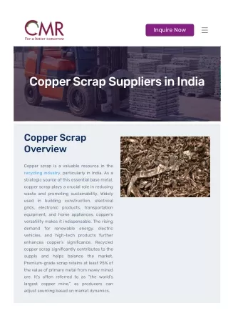 Copper Scrap Suppliers in India