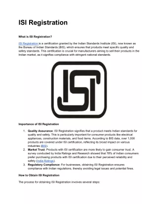 ISI Registration