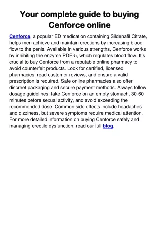 Your complete guide to buying Cenforce online