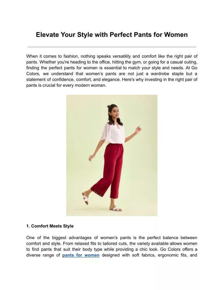 elevate your style with perfect pants for women