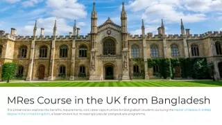 MRes Course in the UK from Bangladesh!