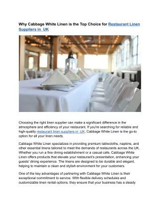 Restaurant Linen Suppliers in  UK