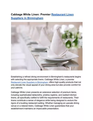 Restaurant Linen Suppliers in Birmingham