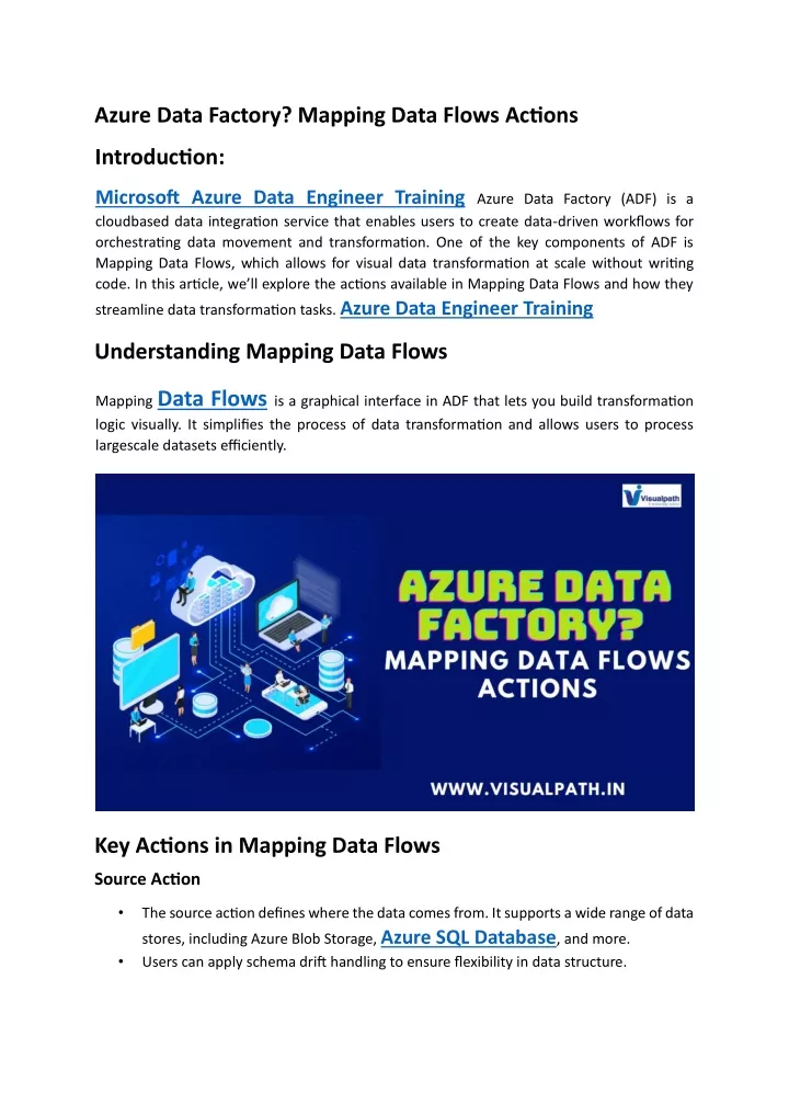 azure data factory mapping data flows actions