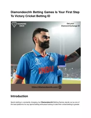 Diamondexchh Betting Games Is Your First Step To Victory Cricket Betting ID