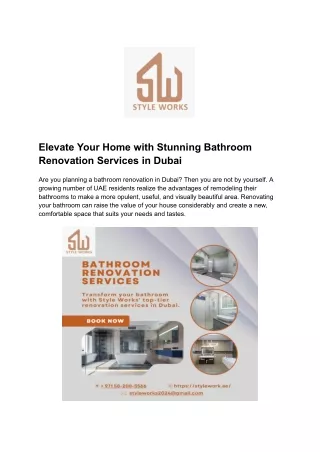 Elevate Your Home with Stunning Bathroom Renovation Services in Dubai