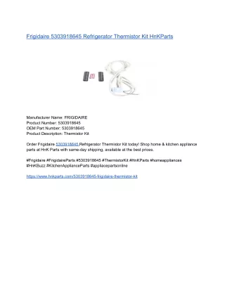Frigidaire 5303918645 Refrigerator Thermistor Kit HnKParts