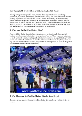 Host Unforgettable Events with an Artificial Ice Skating Rink Rental
