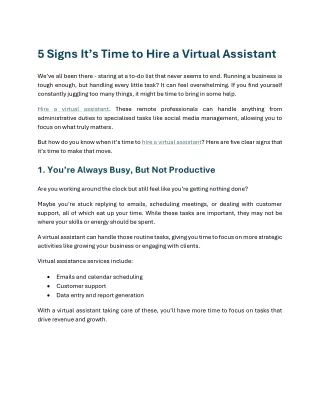 5 Signs It’s Time to Hire a Virtual Assistant