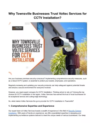 Why Townsville Businesses Trust Voltec Services for CCTV Installation?