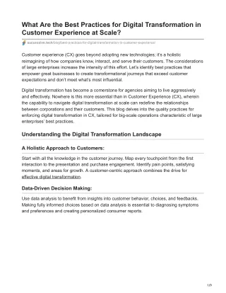 What Are the Best Practices for Digital Transformation in Customer Experience at Scale