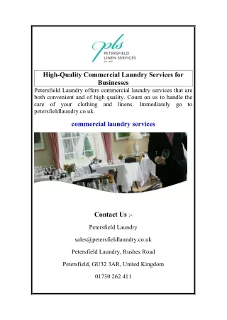 High-Quality Commercial Laundry Services for Businesses