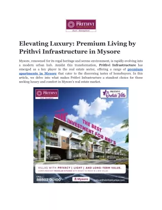 Elevating Luxury_ Premium Living by Prithvi Infrastructure in Mysore