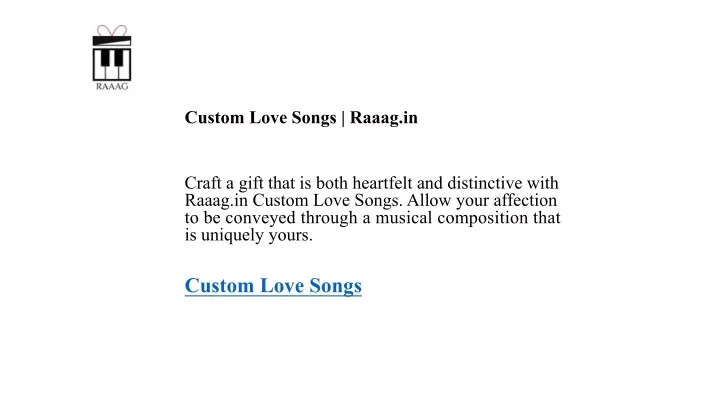 custom love songs raaag in