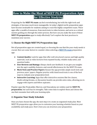 how to make the most of neet pg preparation apps
