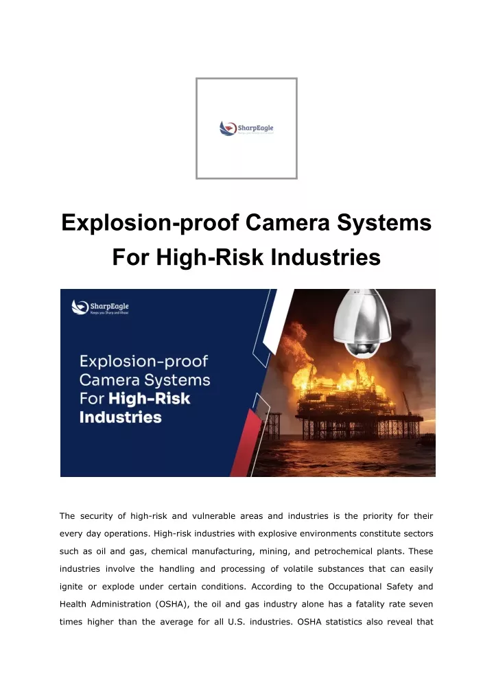 explosion proof camera systems for high risk