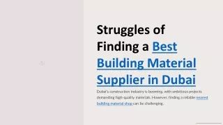 struggles of finding a best building material