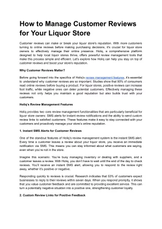 how to manage customer reviews for your liquor
