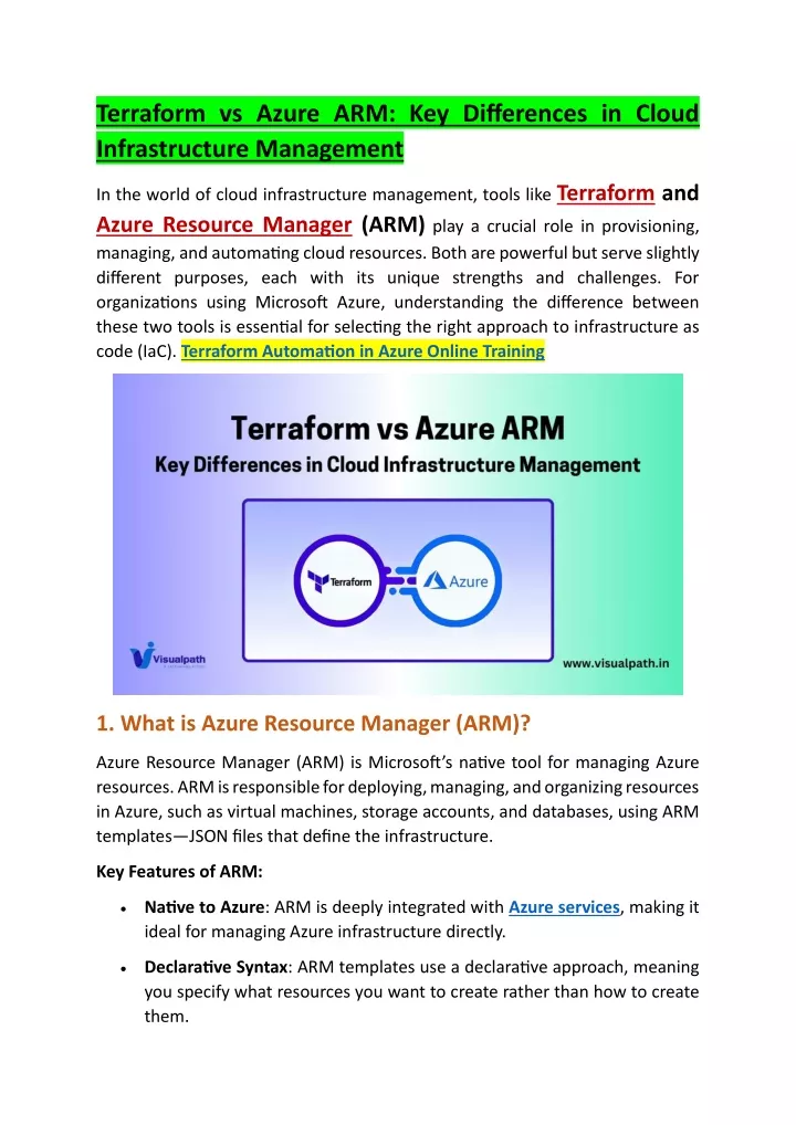 terraform vs azure arm key differences in cloud