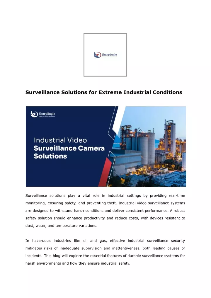 surveillance solutions for extreme industrial