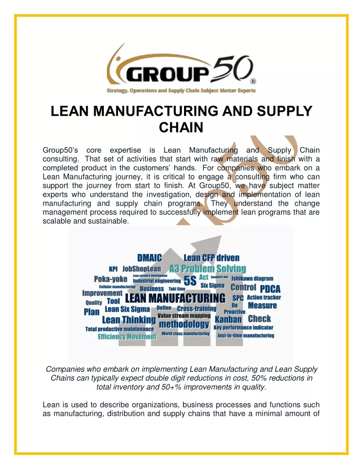 lean manufacturing and supply chain