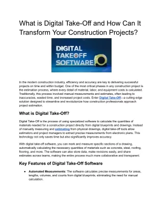 What is Digital Take-Off and How Can It Transform Your Construction Projects