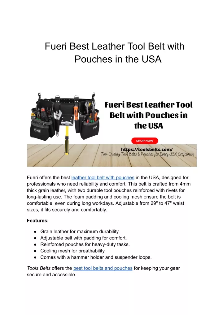 fueri best leather tool belt with pouches