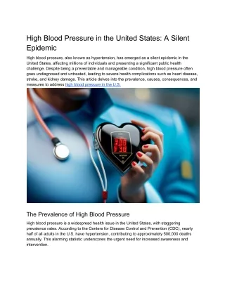 HighBloodPressureintheUnitedStatesASilentEpidemic