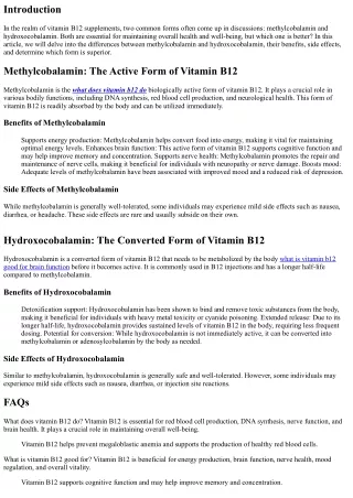 Methylcobalamin vs Hydroxocobalamin: Which is Better?