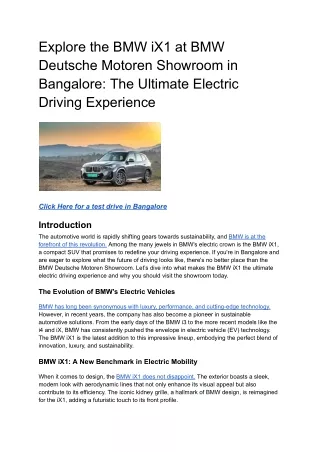 Explore the BMW iX1 at BMW Deutsche Motoren Showroom in Bangalore_ The Ultimate Electric Driving Experience