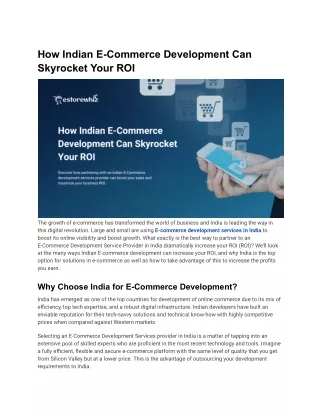 How Indian E-Commerce Development Can Skyrocket Your ROI