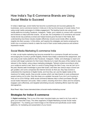 How India’s Top E-Commerce Brands are Using Social Media to Succeed (1)