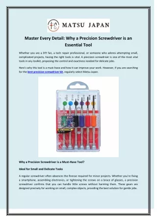 master every detail why a precision screwdriver