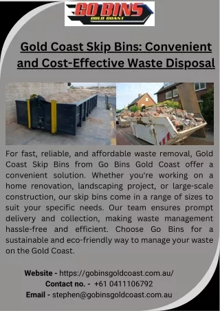 Gold Coast Skip Bins Convenient and Cost-Effective Waste Disposal